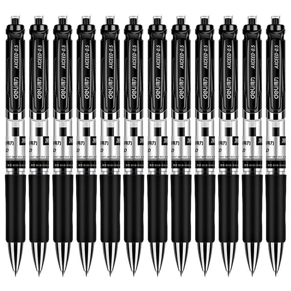 DELI 33388 12Pcs 0.5mm Press Retractable Gel Pen Office School Supplies - Black DELI 33388 12Pcs 0.5mm Press Retractable Gel Pen Office School Supplies - Black